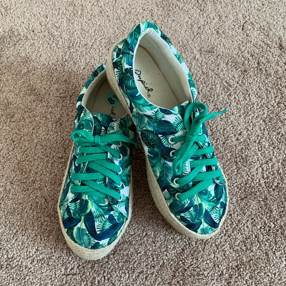 Qupid Banana Leaf Espadrilles Platform Sneakers